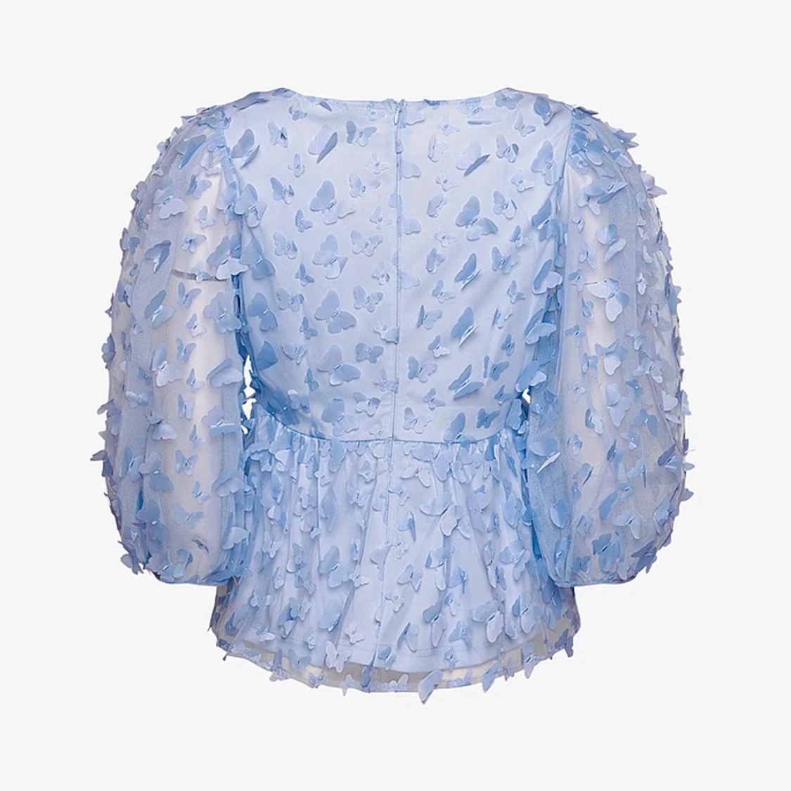 Ljusblå topp med fjärilar  - 90