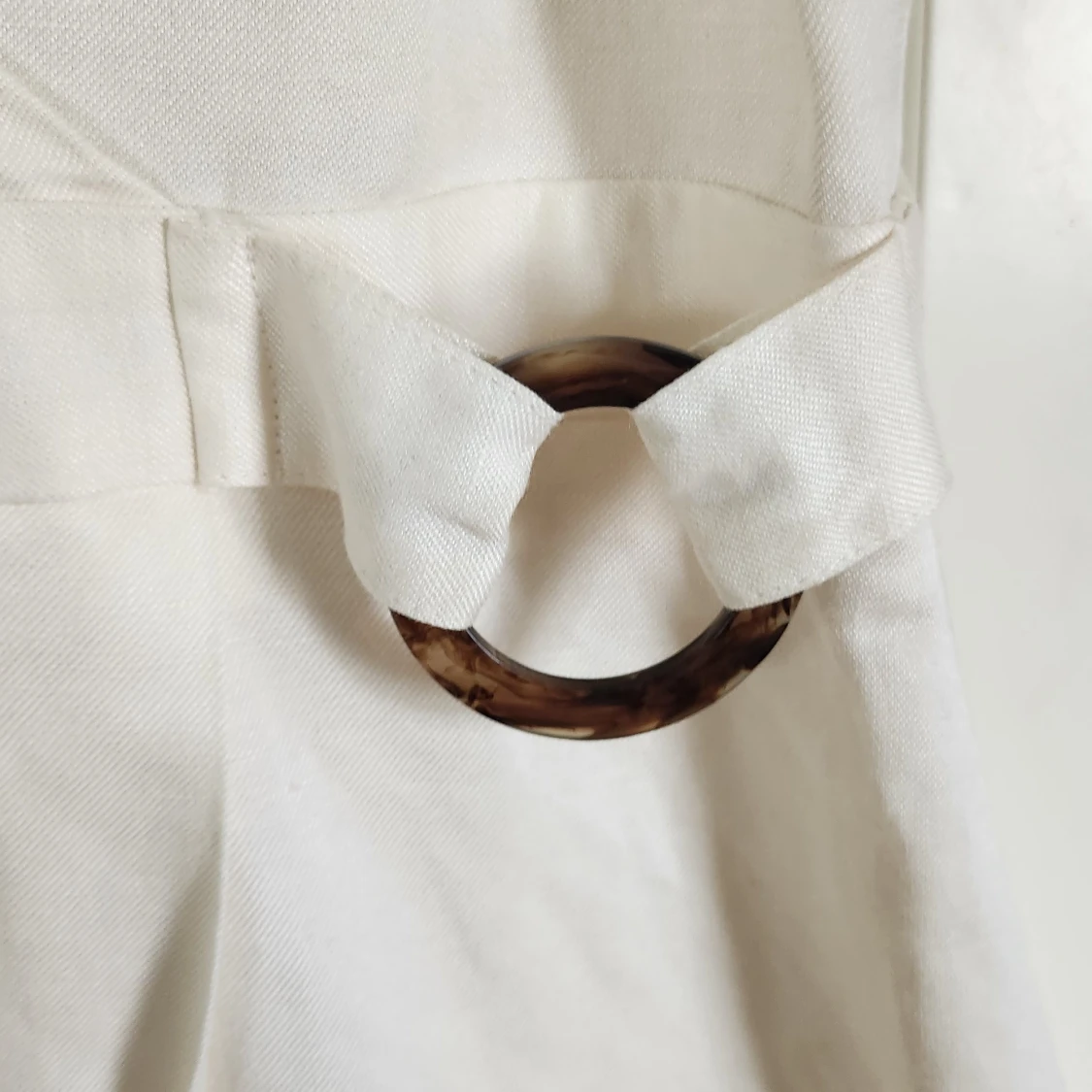 Vit linne kortärmad klänning - 90