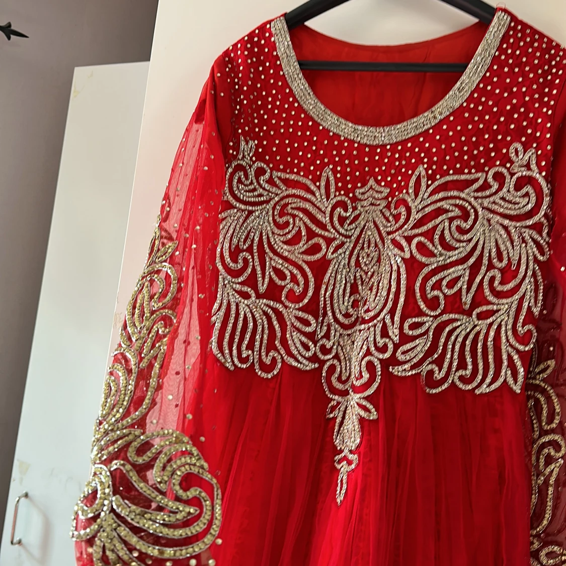 Röd Glittrig kristall klänning 