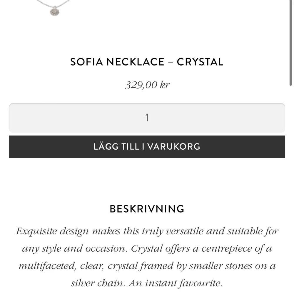 Halsband från Lily & Rose Sofia Crystal Necklace Se mer info bild 2 - text från www.lilyandrose.se. Asusteet.