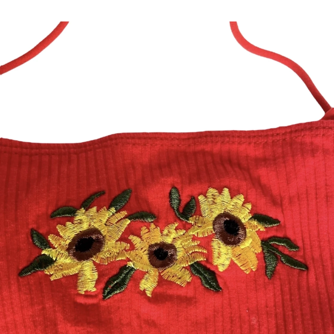 Röd blommig topp - 90