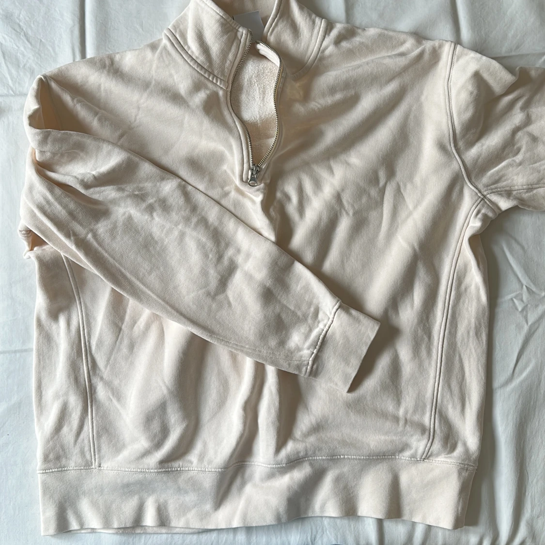 Beige 1/4 zip långärmad