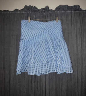 Kjol - Söt blårutig kjol med silverdetaljer (silversömmar) från H&M.💙🤍 