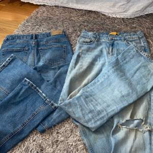 Två st bootcut jeans ifrån gina, dem ljusblåa i storlek 152 och dem mörk blåa i storlek 146💓 Ljusblåa för 160kr Mörkblåa för 160kr, båda för 270💓