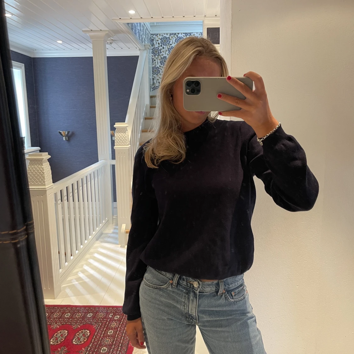 Blå långärmad - 90