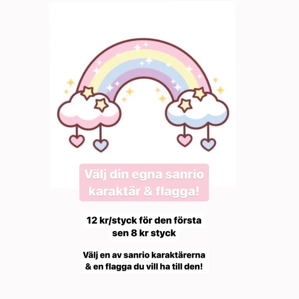 Klistermärken som jag designat & tillverkat! 🏳️‍🌈🦋 dessa är 8 kr/styck, 5 st för 35 kr & 10 st för 65 kr.  Går att välja karaktär & flagga själv också 🦋 Frakt är 15 kronor 🩵 . Accessoarer.