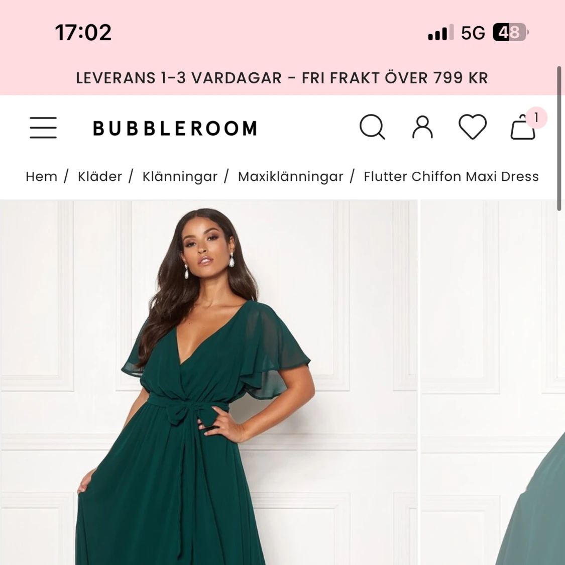 Grön klänning från Goddiva (bubbelroom) - 91