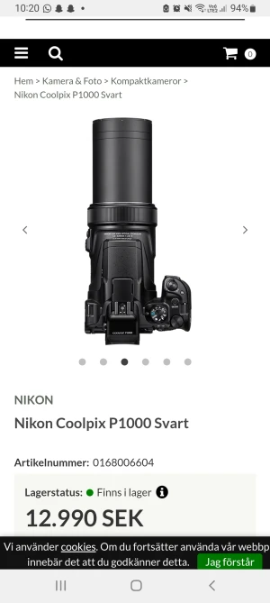 Nikon kamera - Nikon Coolpix P1000 är en kompaktkamera med en extrem zoom på hela 125X. Detta ger en  Nästan helt ny, kommer med lådan. Info: brännvidd på motsvarande 24-3000 mm, så att du kan fota även de mest avlägsna objekten