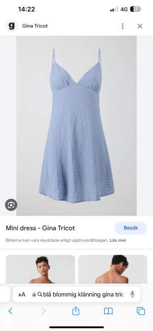 Mini dress från GinaTricot.  Ljusblå Strl M Helt ny!  Kan mötas upp i Stockholmsområdet. Köparen står för frakt!!