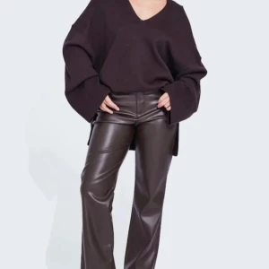 Bruna läderbyxor - Använda en gång, storlek 38