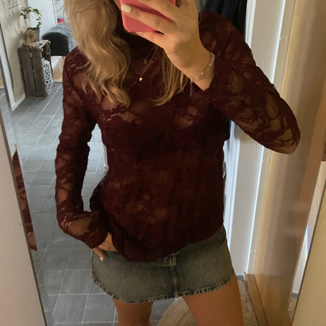 Vinröd spetstopp - 90