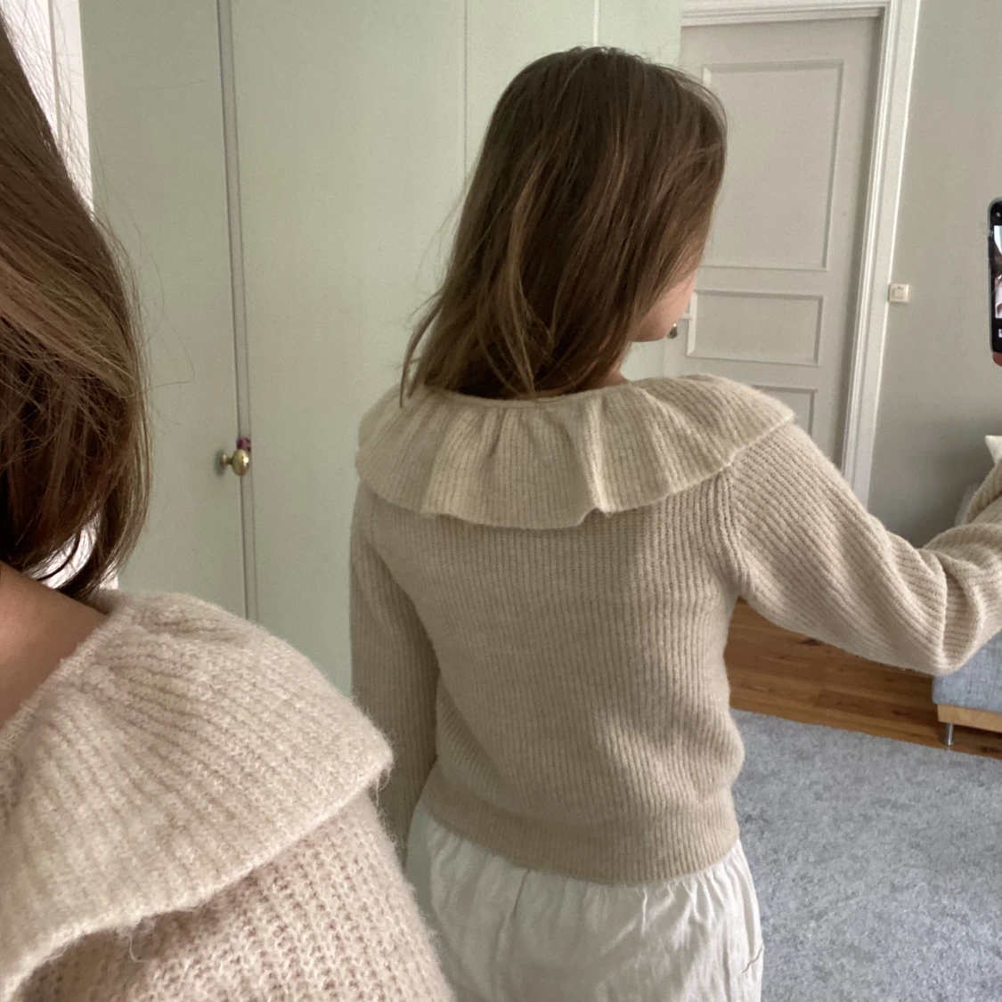 Beige stickad kofta - 90