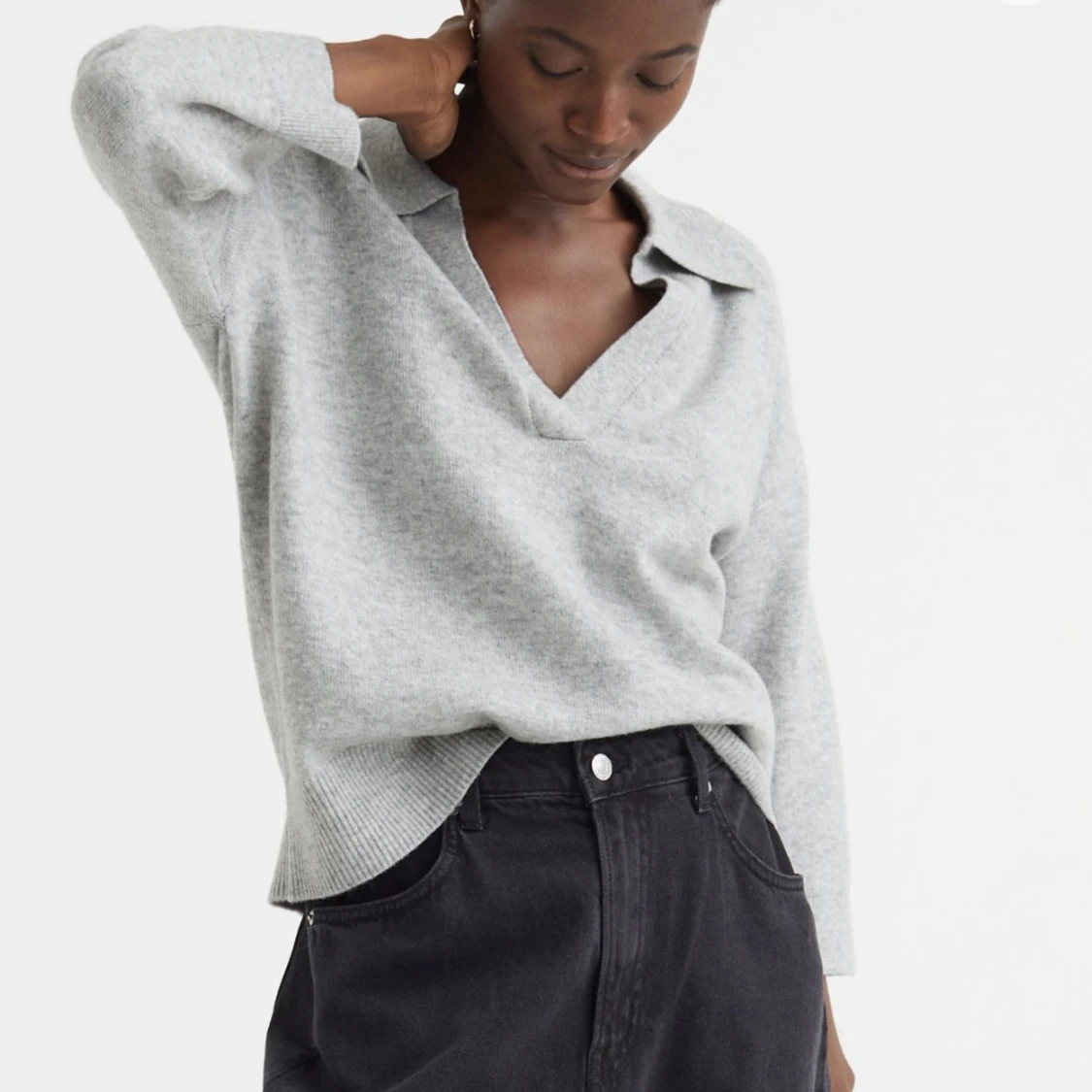 Stickad tröja med krage  - 91