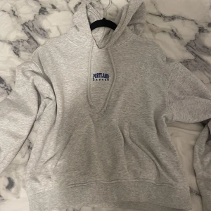 Jätte skön grå hoodie - En skit skön grå hoodie med jätte mjukt material på insidan med trendig blå text. Säljs pga att den blivit för liten för mig