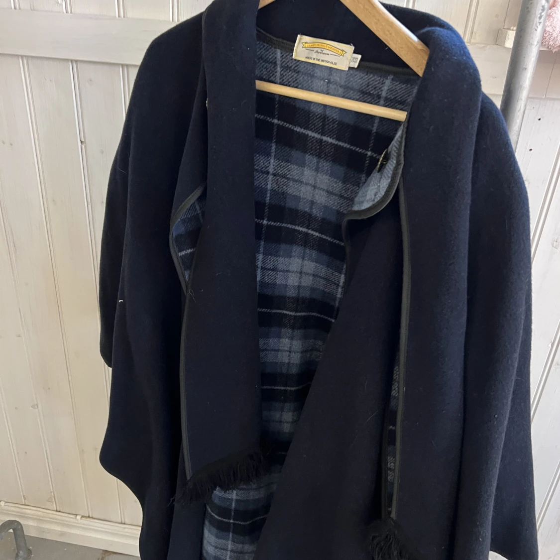 Sent 70-tal James pringle weavers blå- vändbar cape