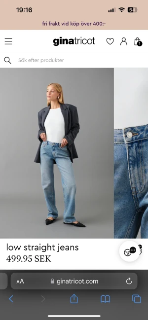 Gina jeans  - Hej! Jag säljer mina jeans från Gina som är jag inte använder längre dom är Low waisted och raka.🤩