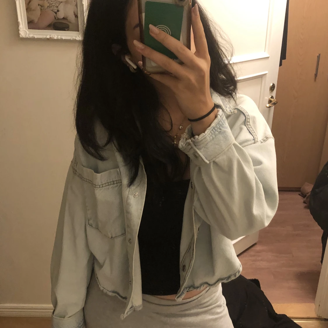 Blå kort jeans jacka