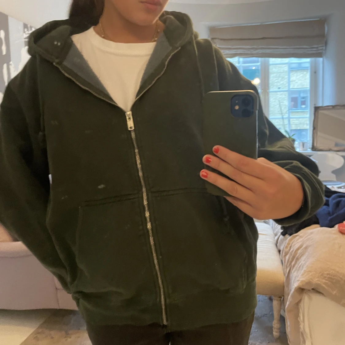 Grön zip hoodie  - 90