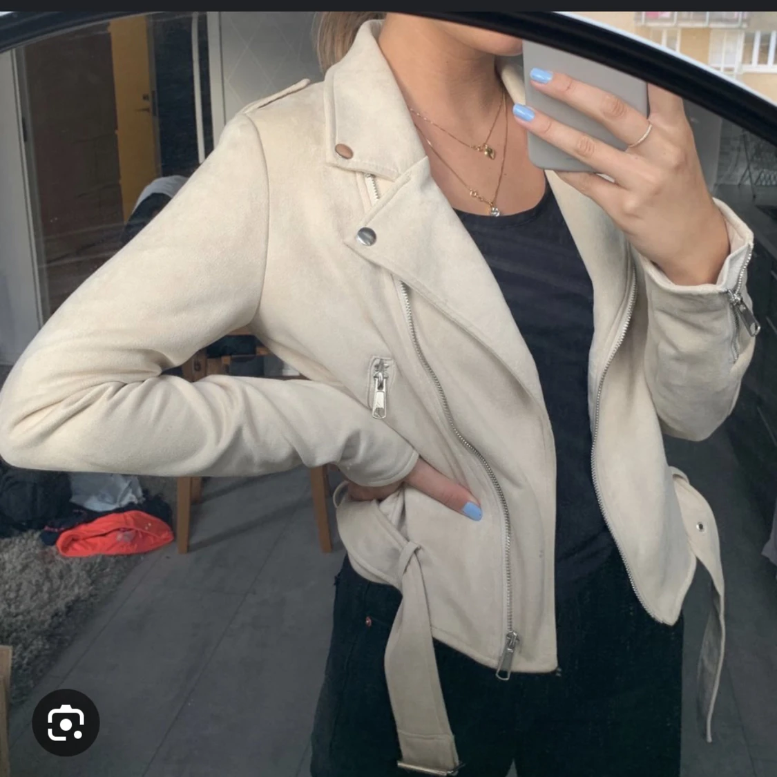 Beige bikerjacka - 91