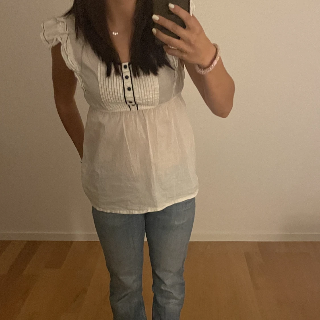 Gullig vit topp - 90