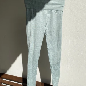 Gymshark Blå/grå träningstights  - Jättesköna träningstights som tyvärr inte kommer till användning längre. Om du är intresserad av flera av mina annonser går de och få för ett paketpris.