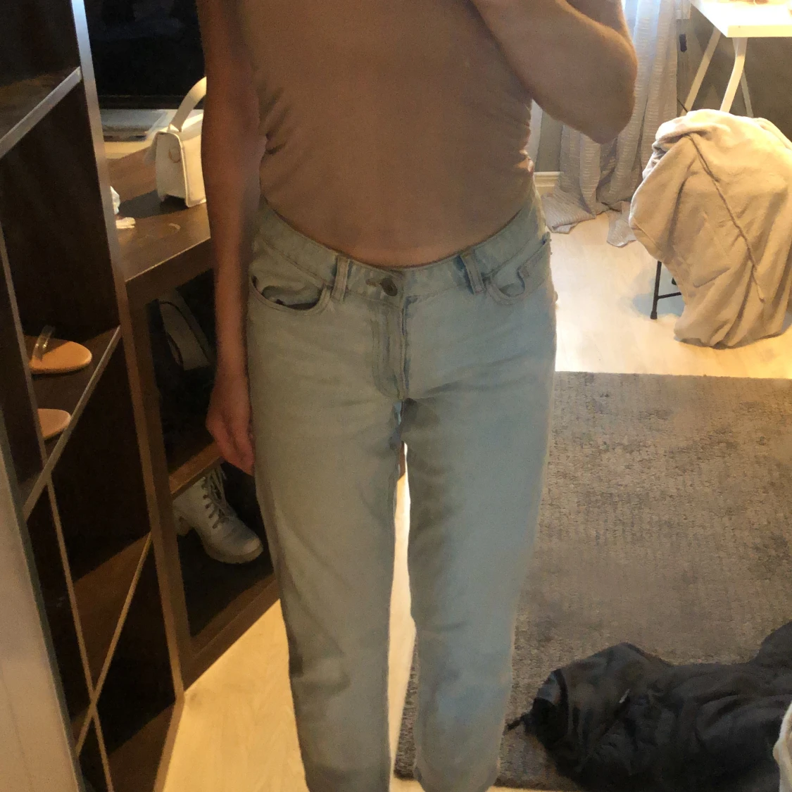 Blåa lågmidjade jeans - 90