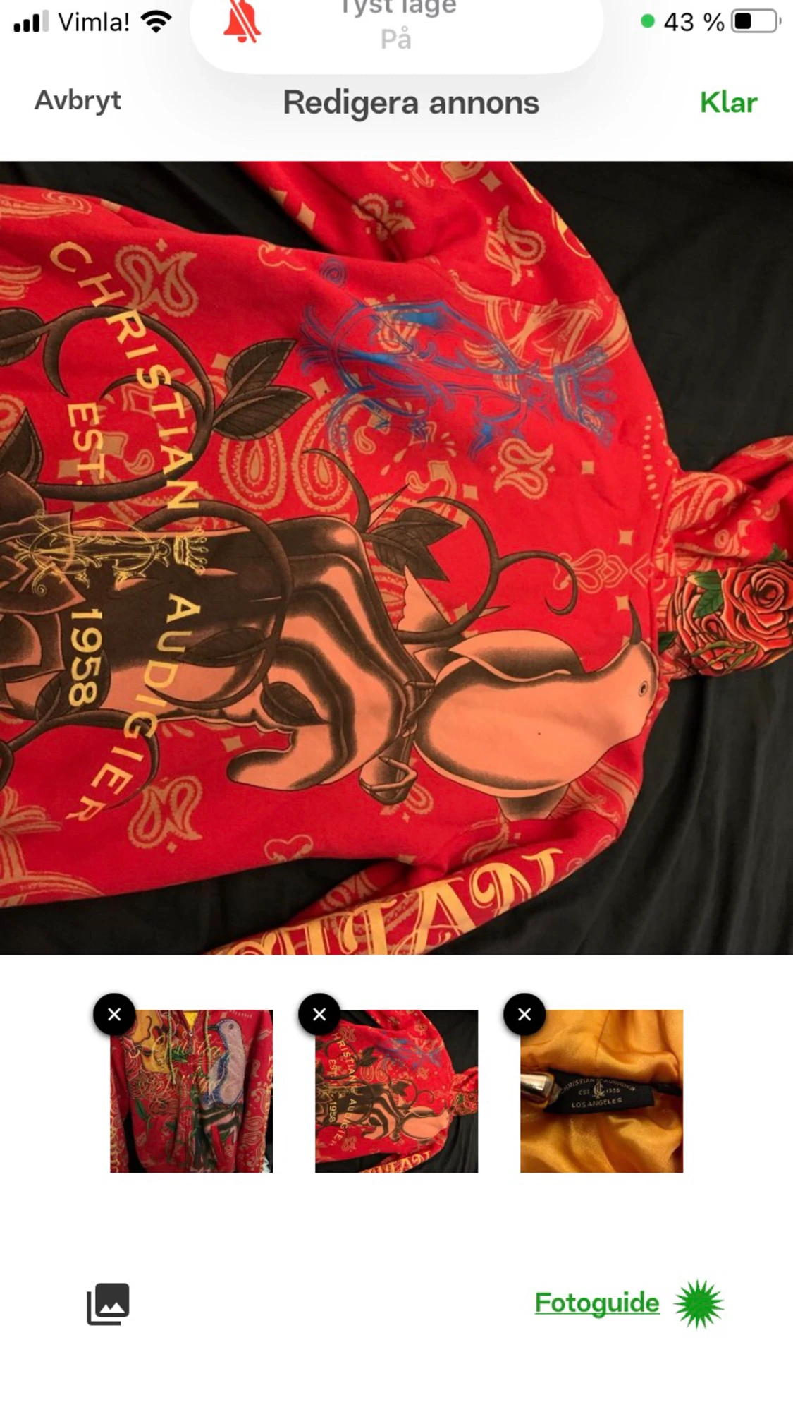 Jättefin huvtröja från Christian audigier strl M  - 90