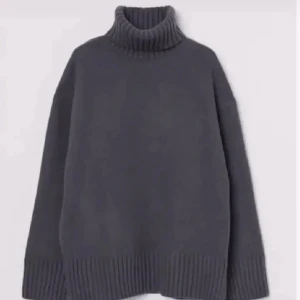 Stickad tröja - Mörkgrå stickad tröja med krage, strl xs