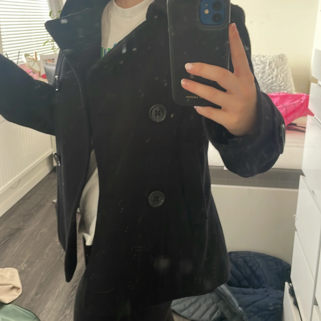 Svart kort kappa - 90