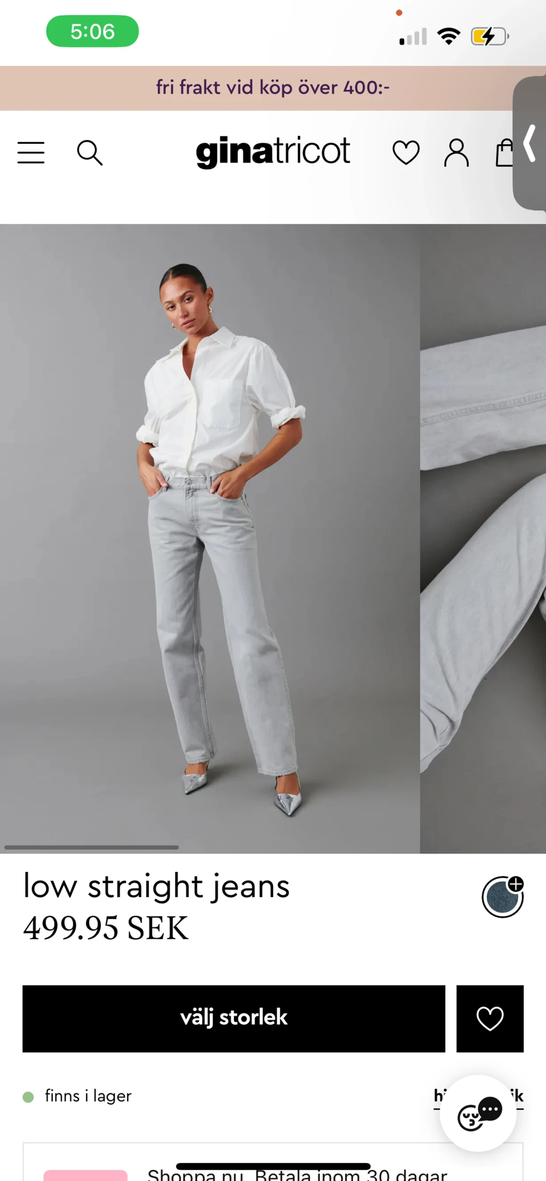 GinaTricot Low waist Straight Jeans grå - 91