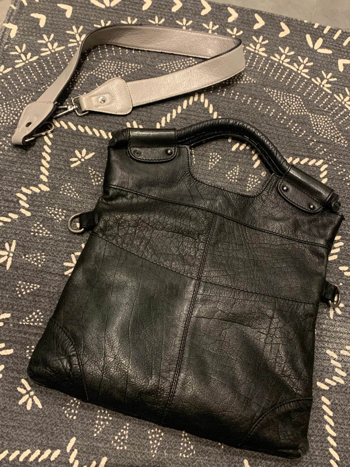 Indiska läderväska handväska svart läder skinn - 90