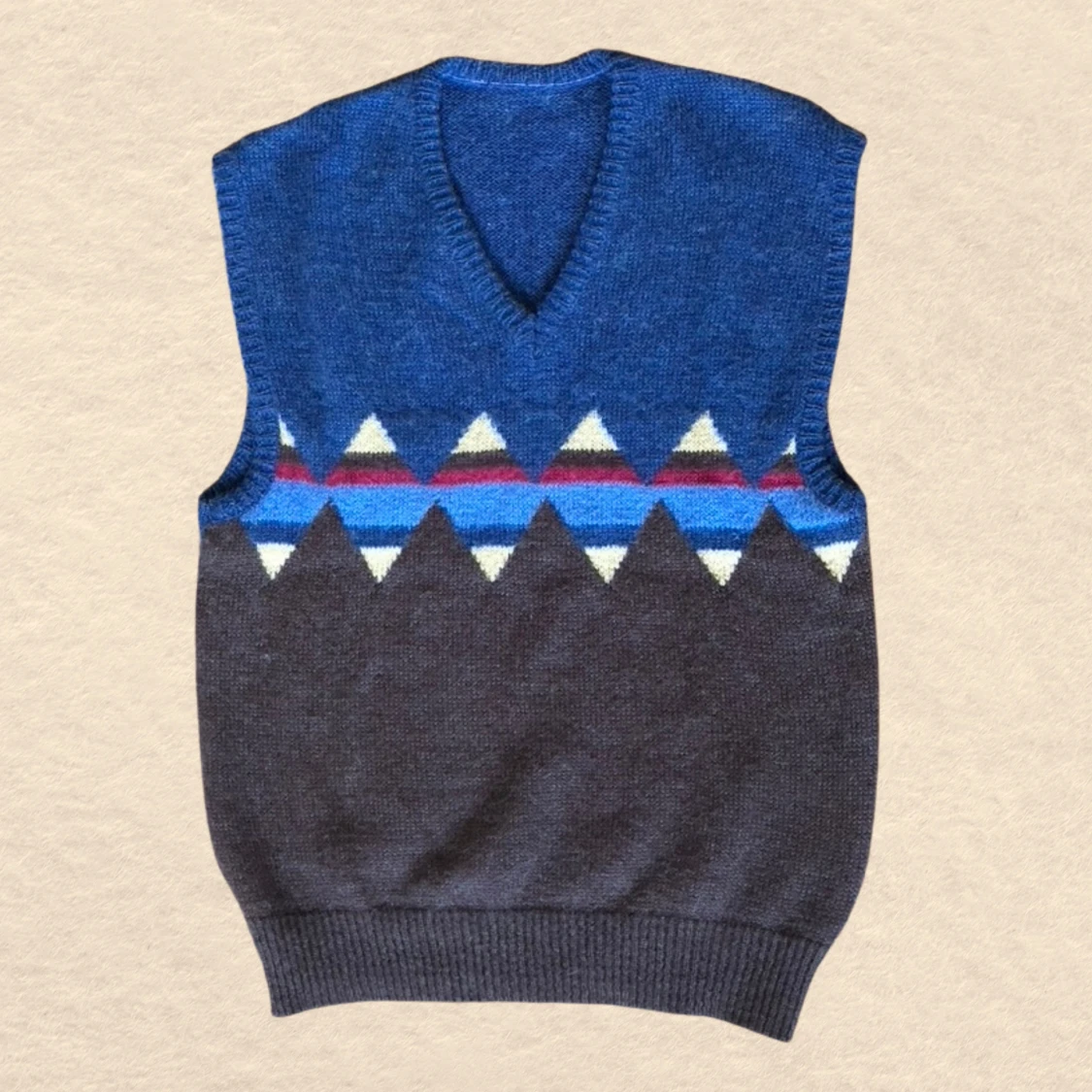 söt vintage mönstrad stickad väst - 90