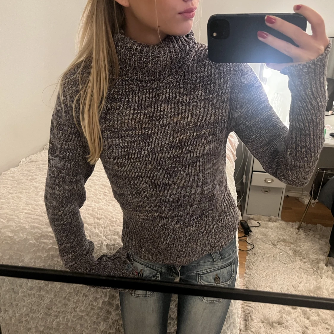 Mönstrad stickad tröja