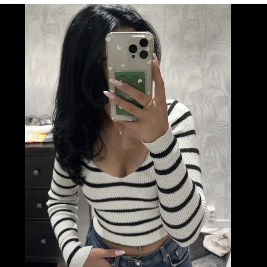 Randig stickad tröja  - 90