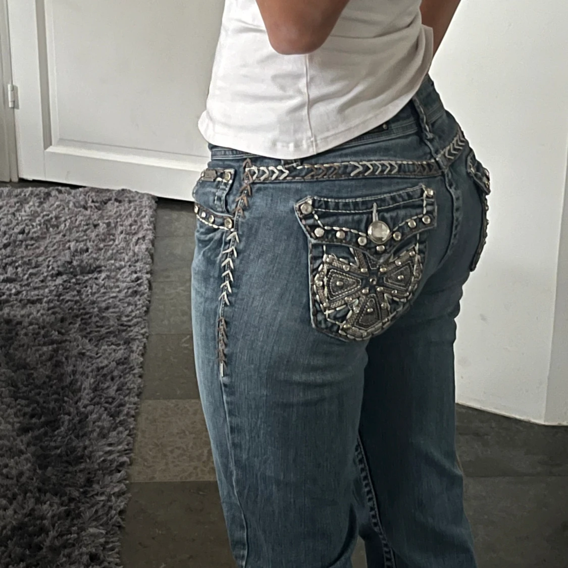 Lågmidjade ljusa jeans - 90