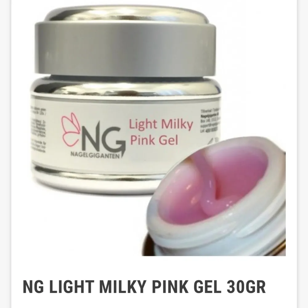 Nagelgigantens light milky pink gel- 30ml säljs för att den inte kommer till användning. Köpt för 125kr plus 50kr frakt. kan tänkas själja för 100kr. (endast använt 3 gånger) . Accessoarer.