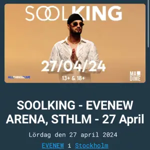 Säljer två biljetter till Soolking konserten 🥰