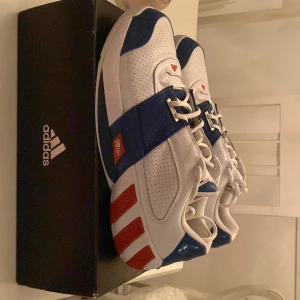 Agent Gil Restomod “USA” - Dessa basketskor är unika och oerhört retro. Har används av en proffisonel basketspelare i svenska basketboll ligan. Storlek i U.= 13 i eu är det 48 Skick 6.5/10  Nypris= 2100 Skriv vad du är villig att betala.