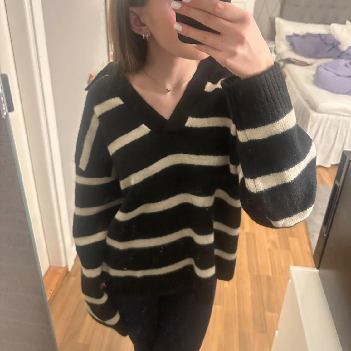 Randig stickad tröja - 90