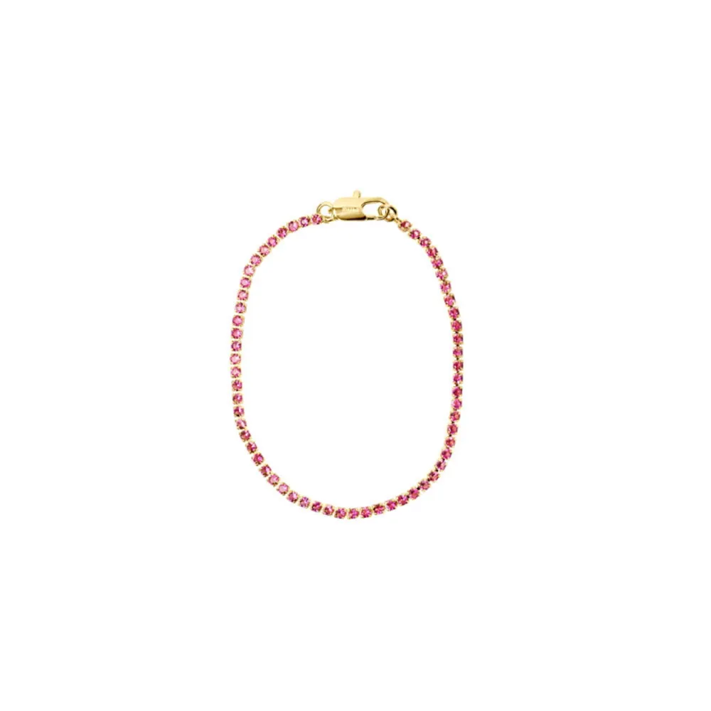 Armband från Muli collection, thin fuschia tennis bracelet, det rosa översta armbandet på bilden. Helt nytt aldrig använt, säljer då jag inte får användning för det bara. 16cm.. Accessoarer.