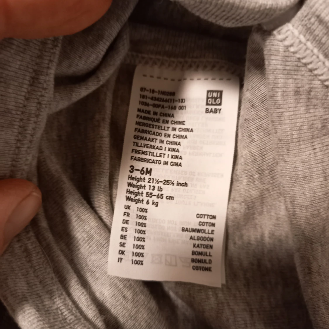 Grå t-shirtbody strl. 56/62 - 91