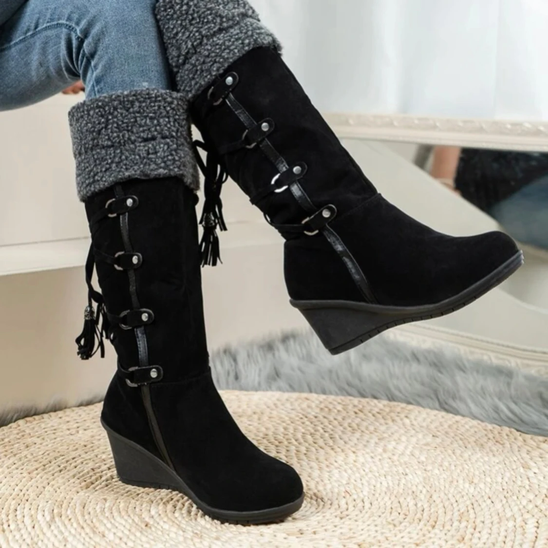 Svarta klack stövlar✨🖤 - 92