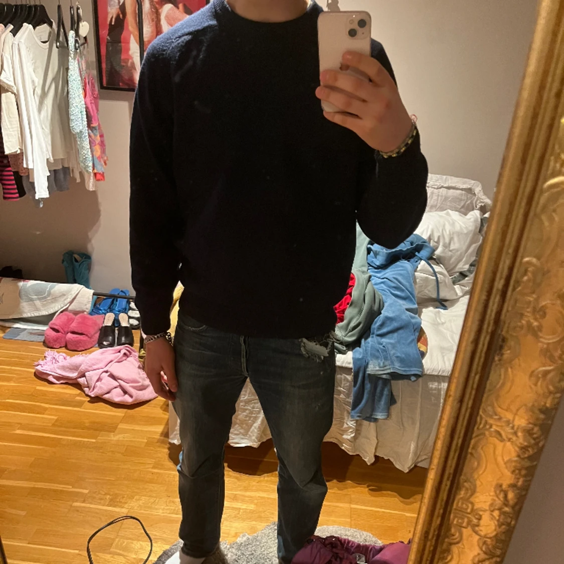 Navy stickad crewneck - 91