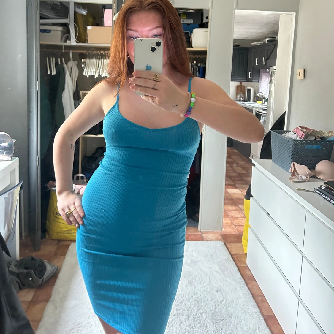 Blå ribbad klänning från nakd - 91