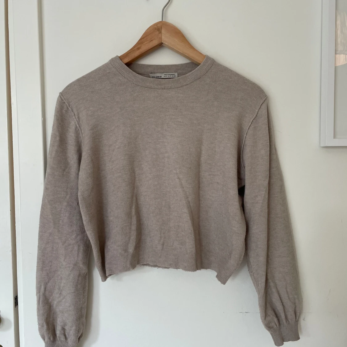 Beige stickad tröja - 90