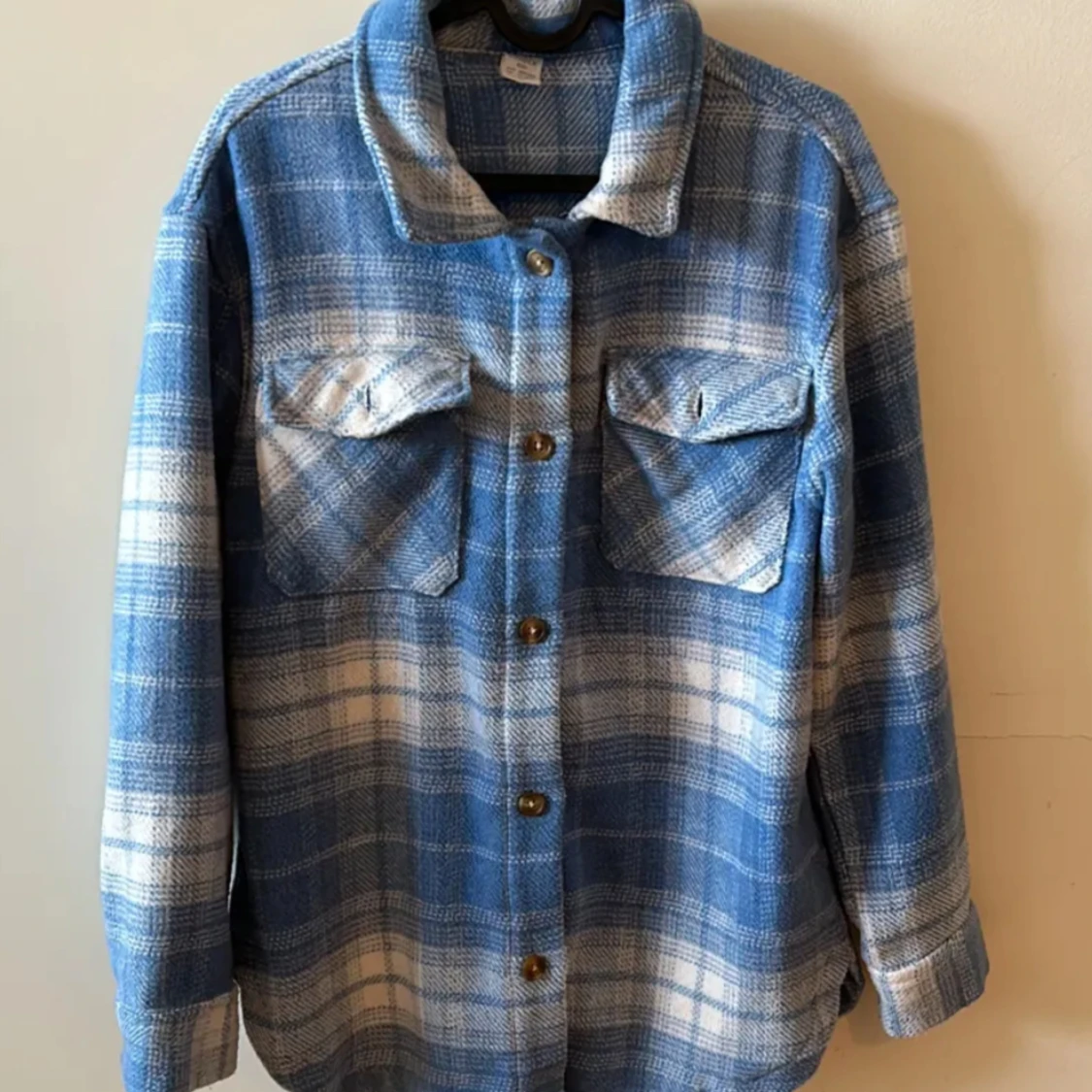 Blå vit rutig overshirt  - 90