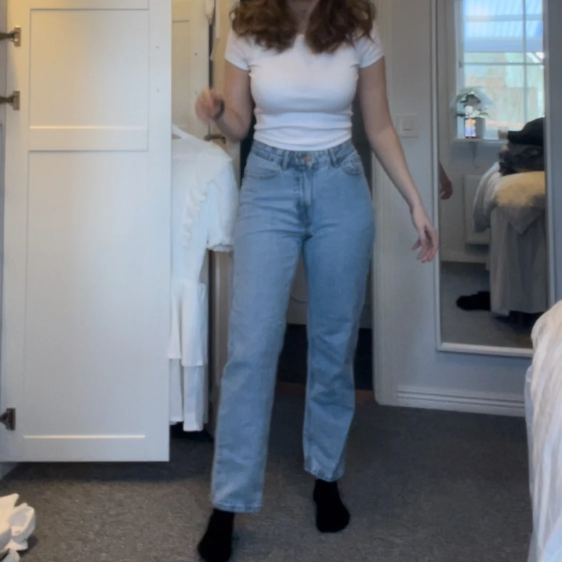 Blå straight leg jeans - 90