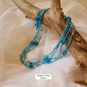 72-75cm Ready To Wear Continues Beaded Necklace(no clasp). BlueWhite Glass Beads Usage: Necklace/Bracelet/Anklet 