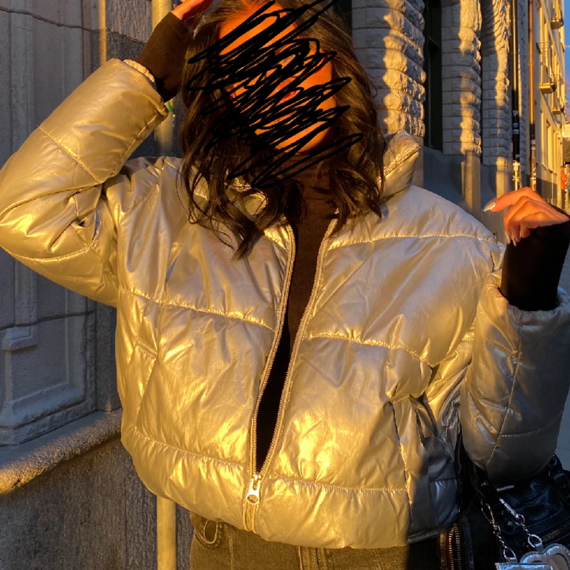 Silvrig puffer jacka 🤍 - 90