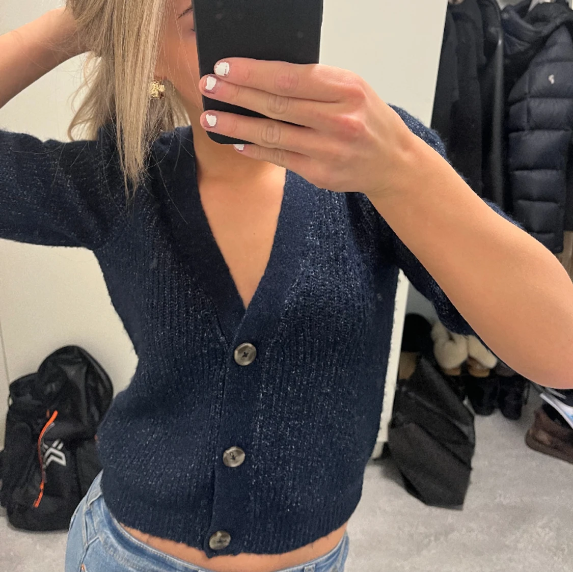 Marinblå stickad tröja 🥰 - 90